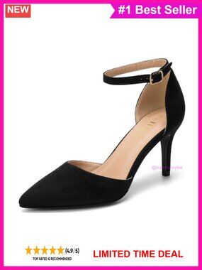 Women's 3-Inch Closed Toe Heel Dress Shoes with Ankle Strap